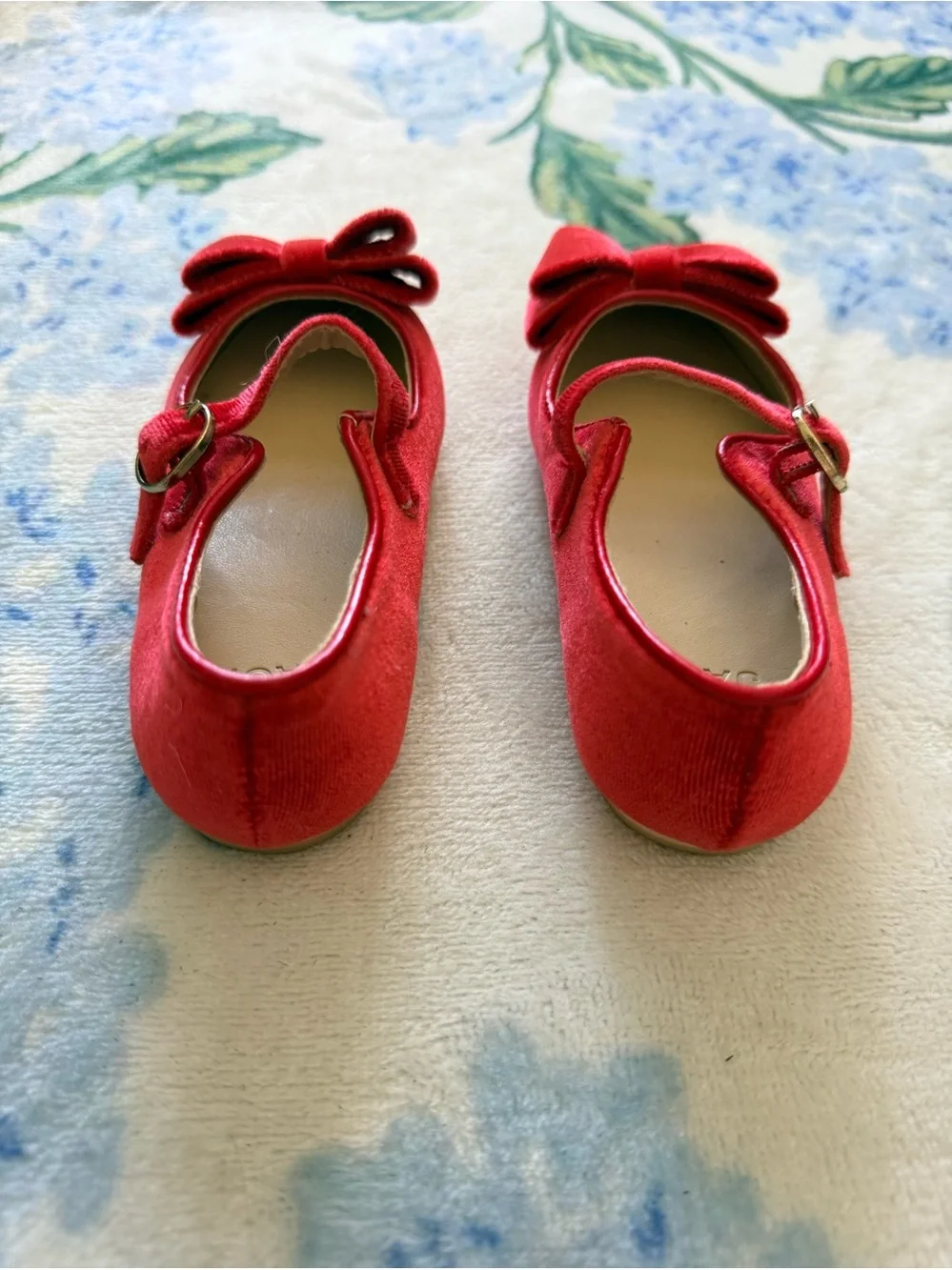 Janie and Jack Toddler Red Velvet Bow Mary Jane Shoes